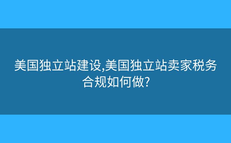 美國(guó)獨(dú)立站建設(shè),美國(guó)獨(dú)立站賣家稅務(wù)合規(guī)如何做?