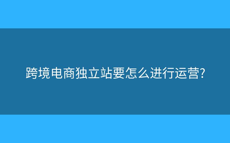 跨境電商獨(dú)立站要怎么進(jìn)行運(yùn)營?