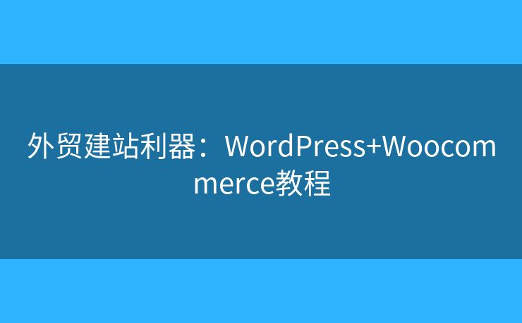 外貿(mào)建站利器：WordPress+Woocommerce教程