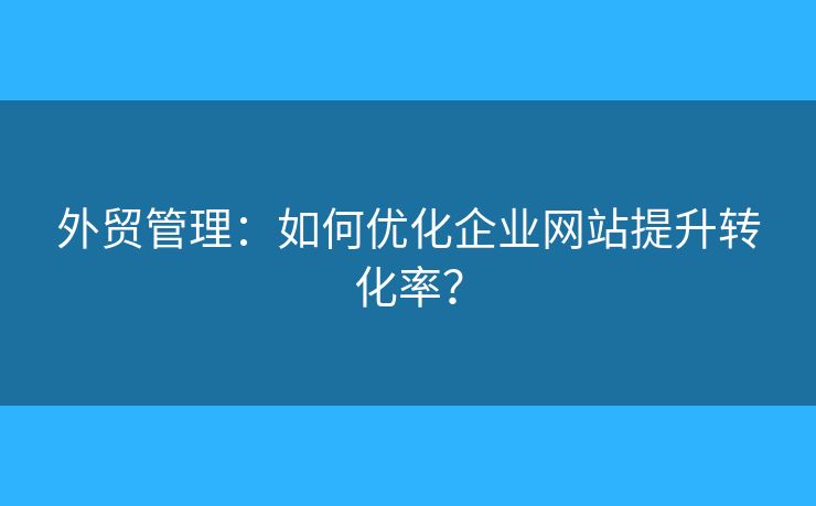 外貿(mào)管理：如何優(yōu)化企業(yè)網(wǎng)站提升轉(zhuǎn)化率？