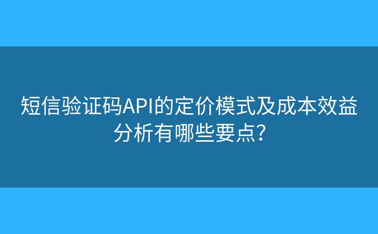 短信驗(yàn)證碼API的定價(jià)模式及成本效益分析有哪些要點(diǎn)？